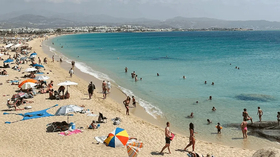Badstrand på Naxos.