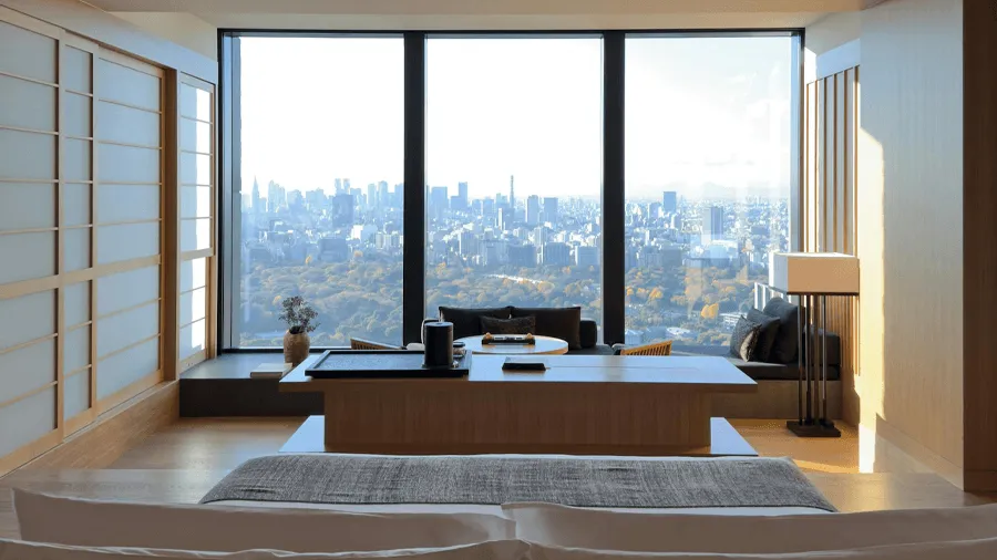 En svit på Aman Tokyo, en av världens mest exklusiva hotell.