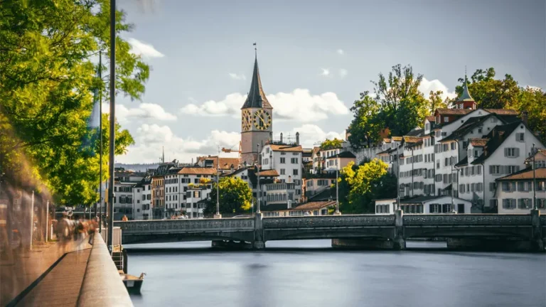 Staden Zürich i Schweiz.