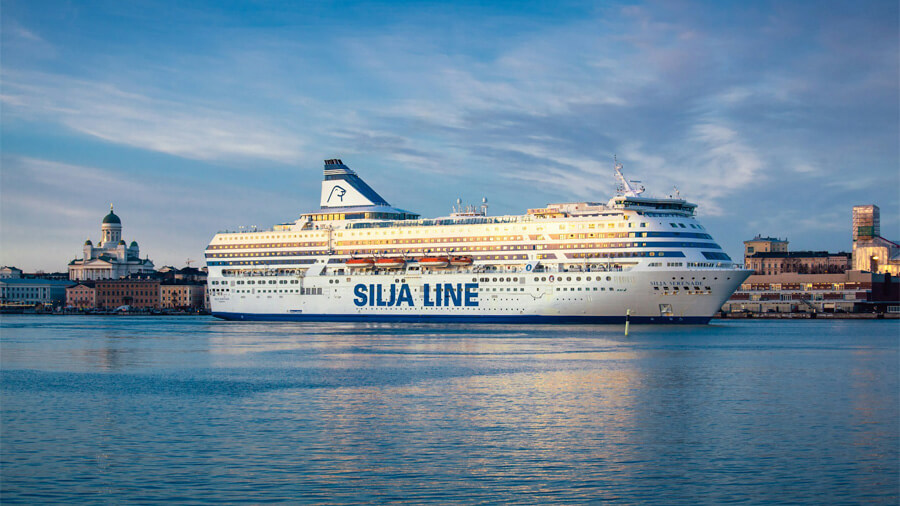 En Silja Line båt i Helsingfors.