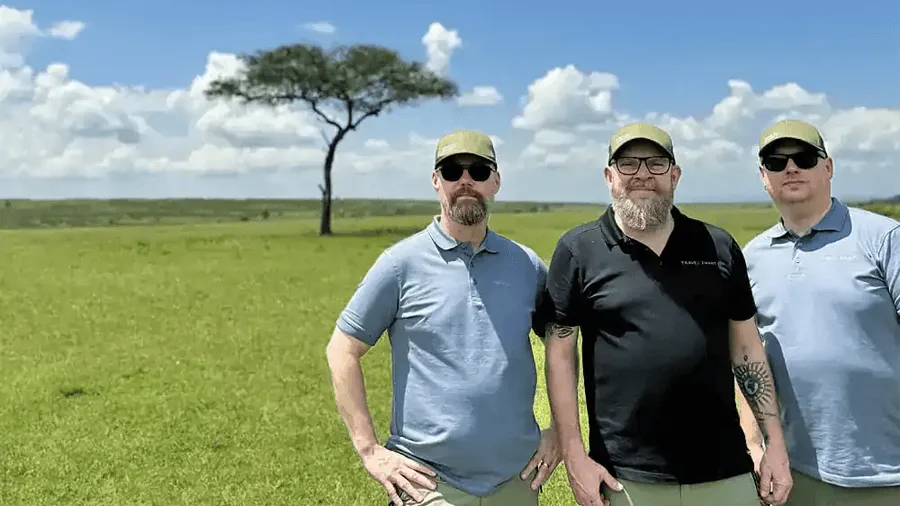 Pelle, Kimmo och Fredrik på en weekend i Kenya.