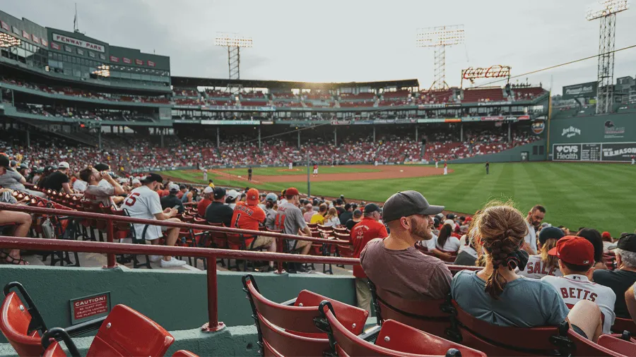 Baseball på Fenway park i staden Boston.