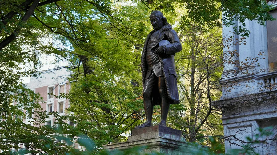 Benjamin Franklin staty i Massachusetts i USA.