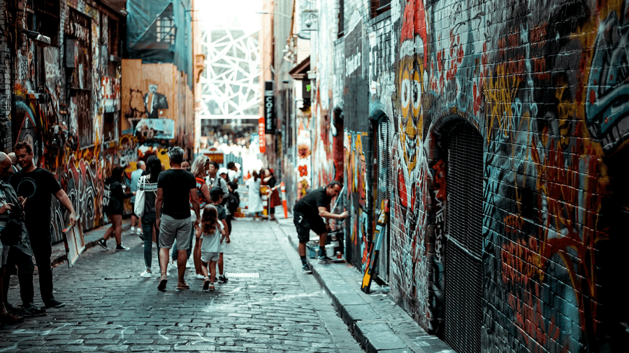 Graffiti i staden Melbourne, Australien.