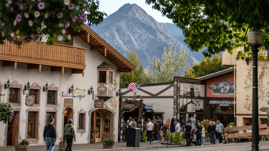 Den bayerska temabyn Leavenworth i delstaten Washington, USA.