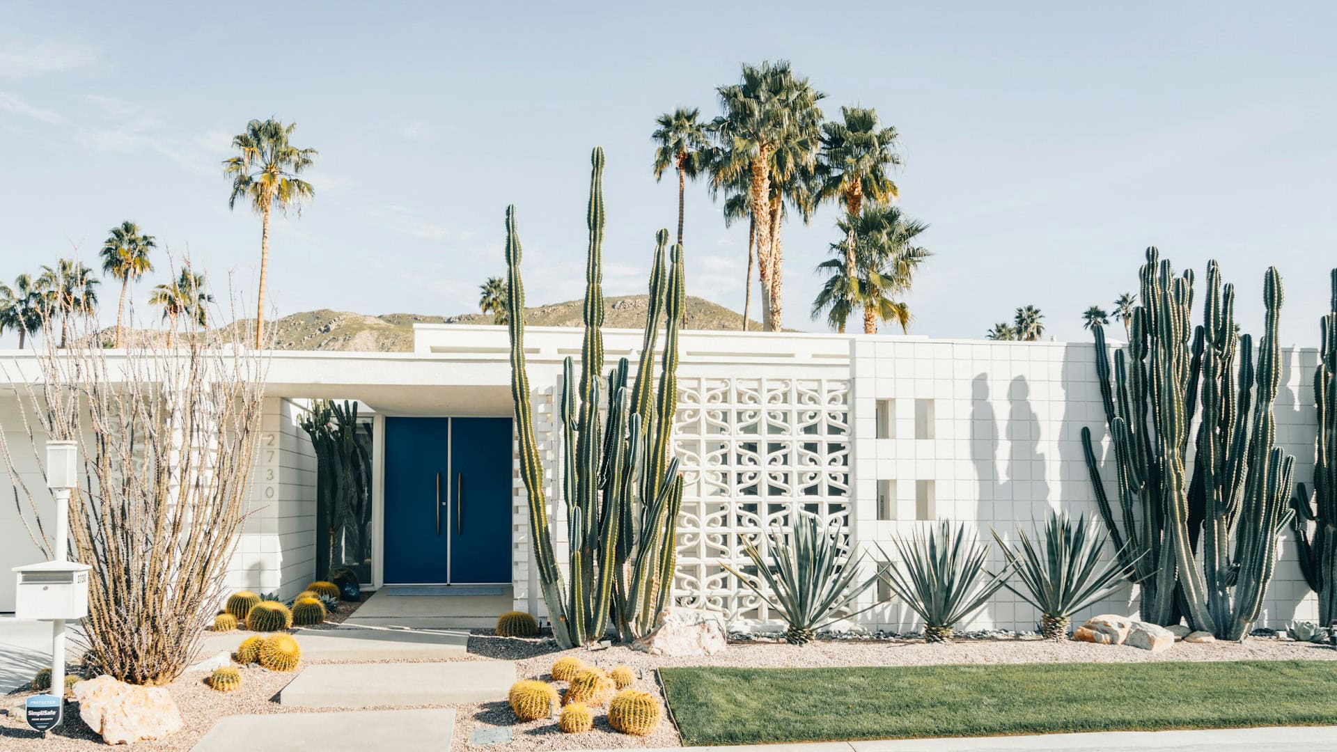 Vit hus i Palm Springs.