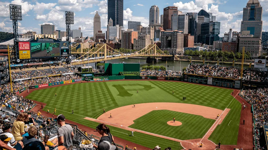 Basebollplan i staden Pittsburgh.