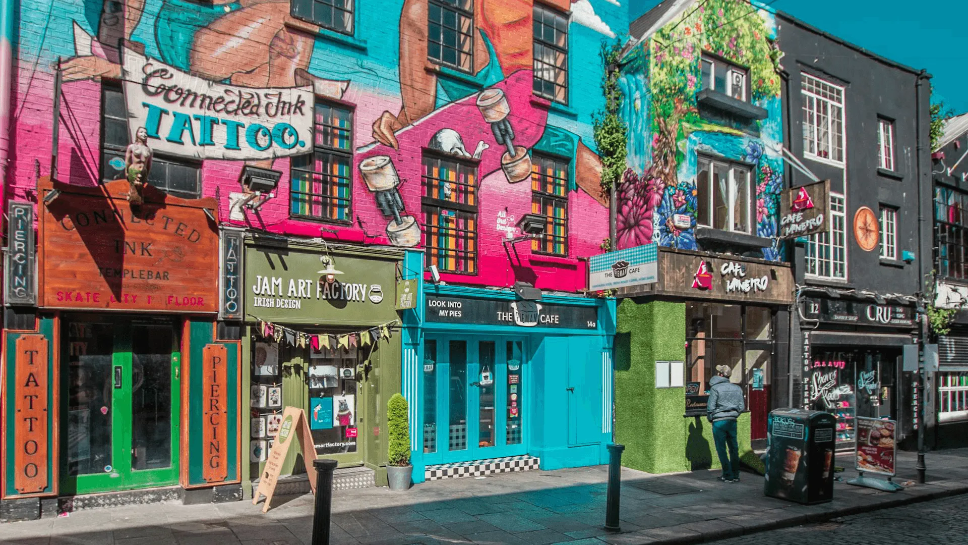 Färgglada husfasader i Dublin.