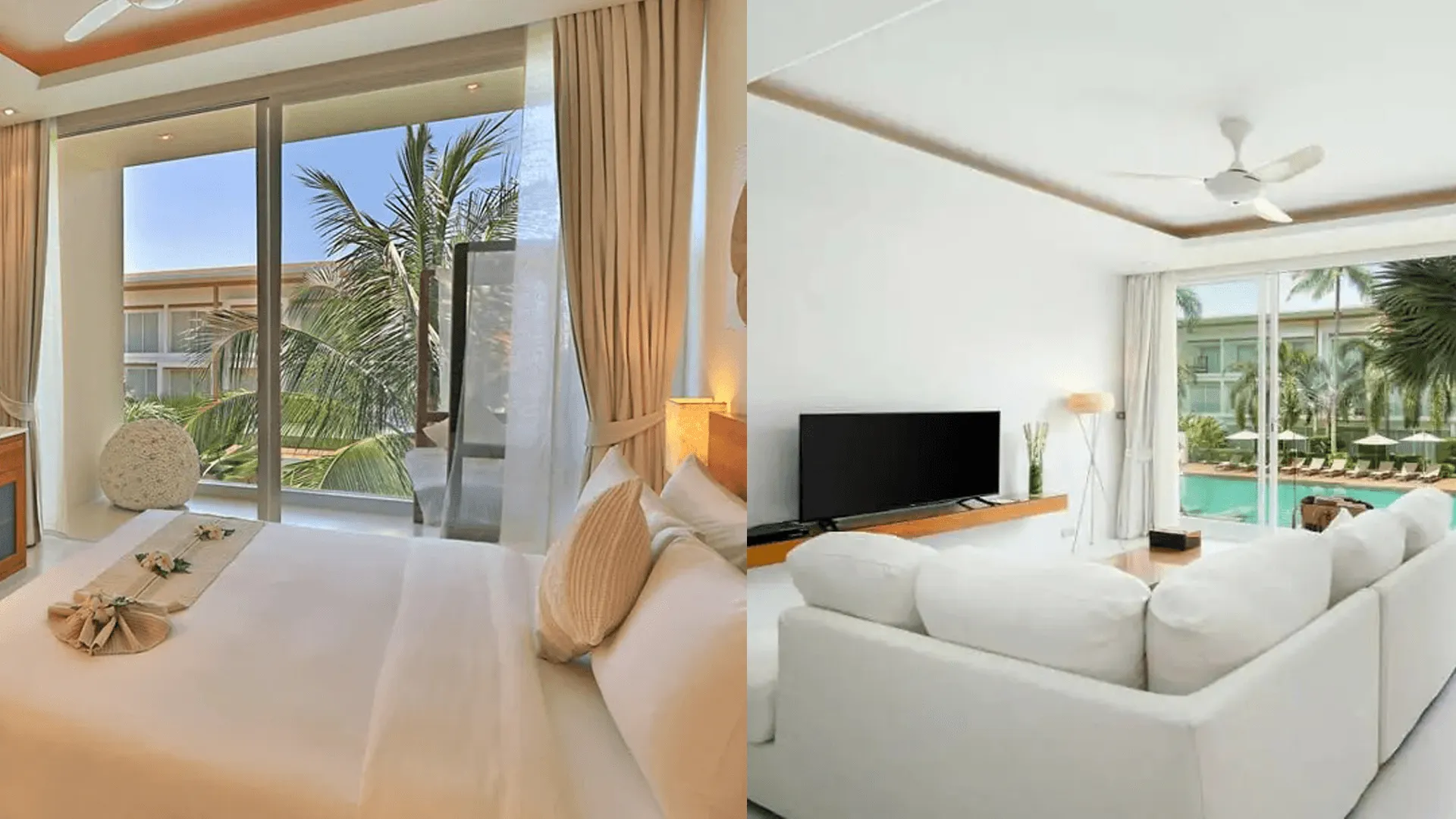 Två olika hotellrum på Chi Samui resort.