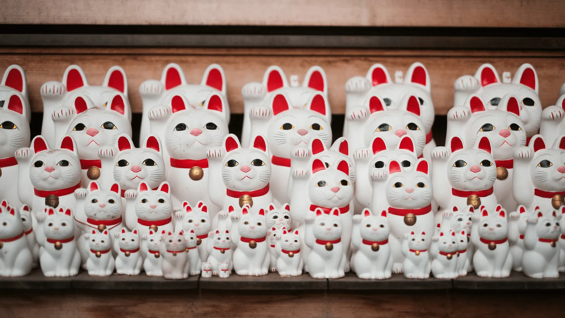 Maneki nekos i Tokyo, Japan.