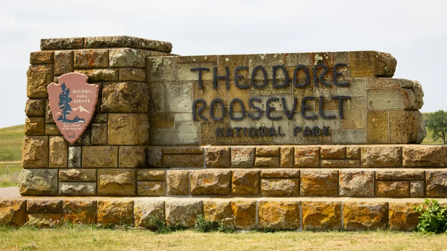 Theodore Roosevelt national park skylt.