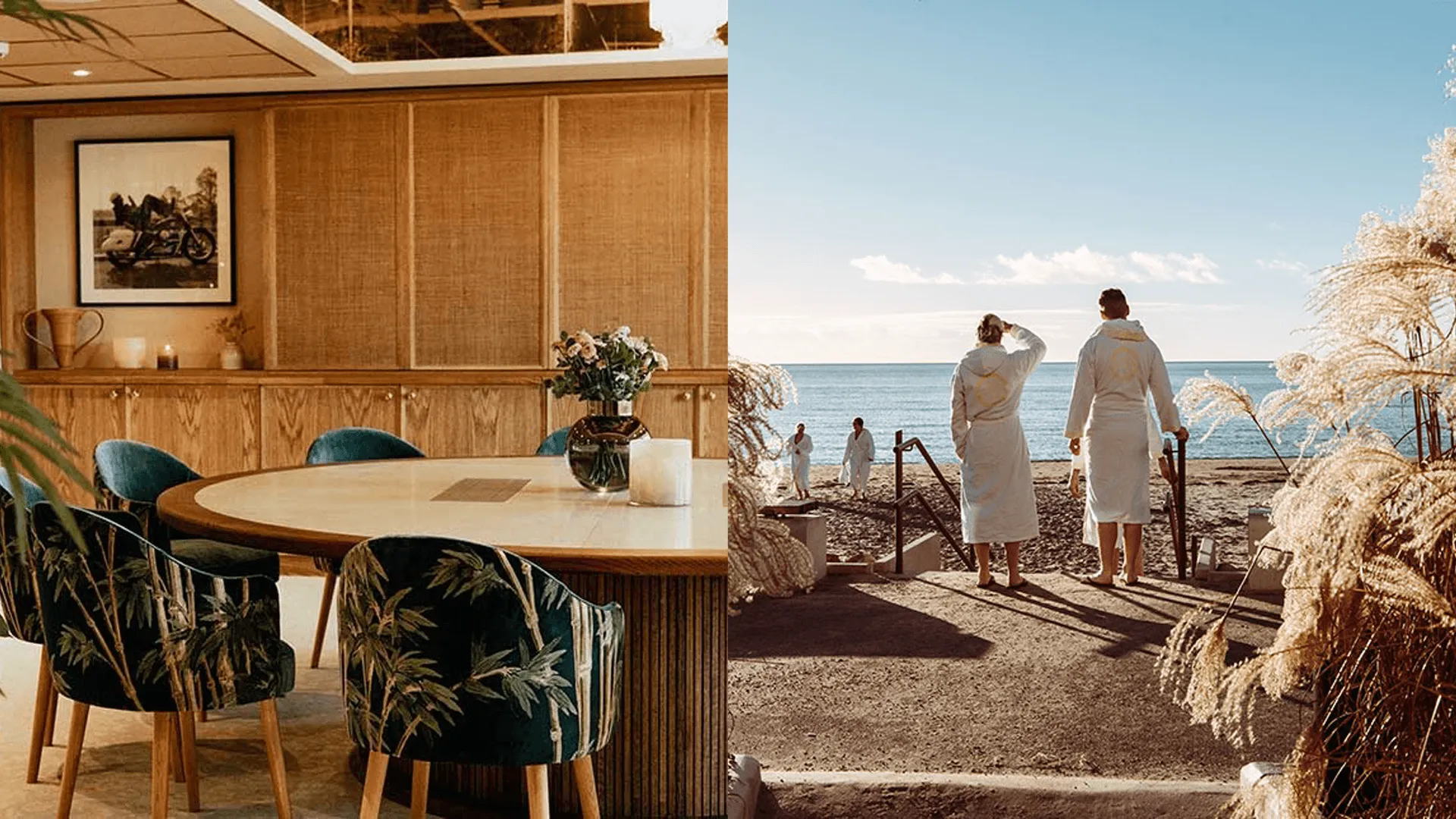 Ett konferensrum och bad utanför Falkenberg Strandbad.