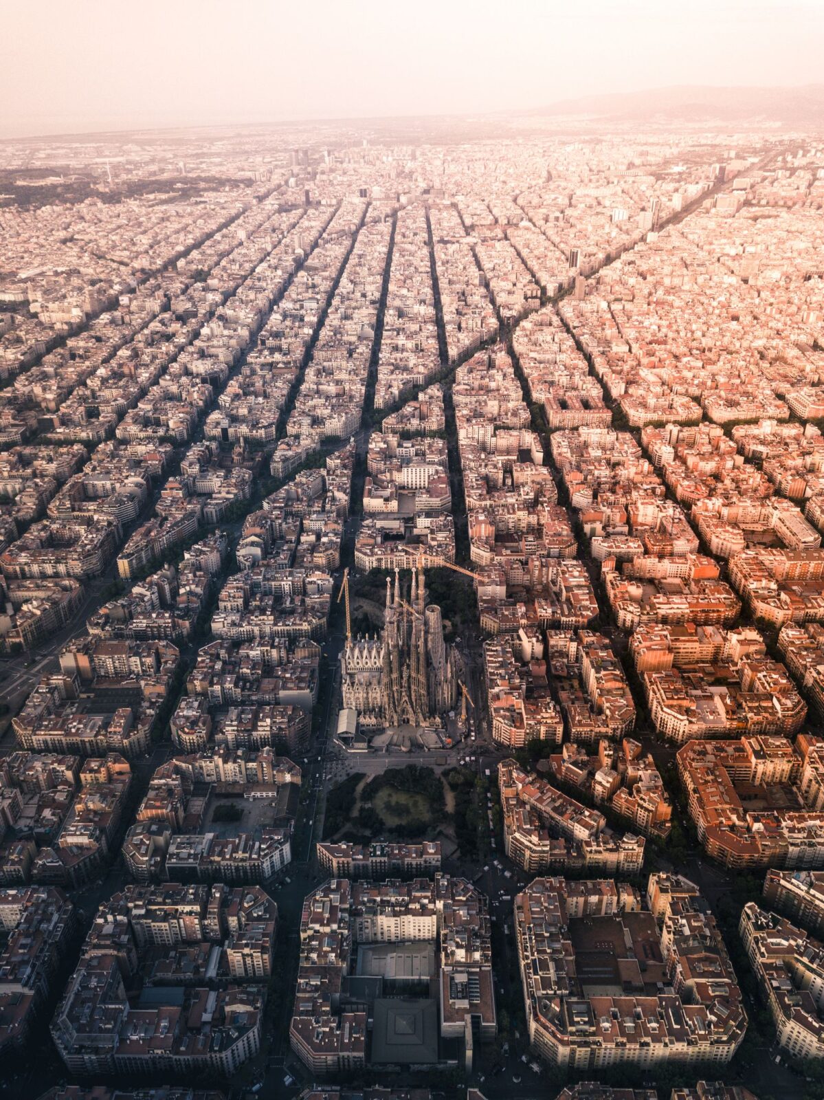 Flygbild över Barcelona stad